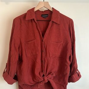 Red Gauze Cotton Shirt